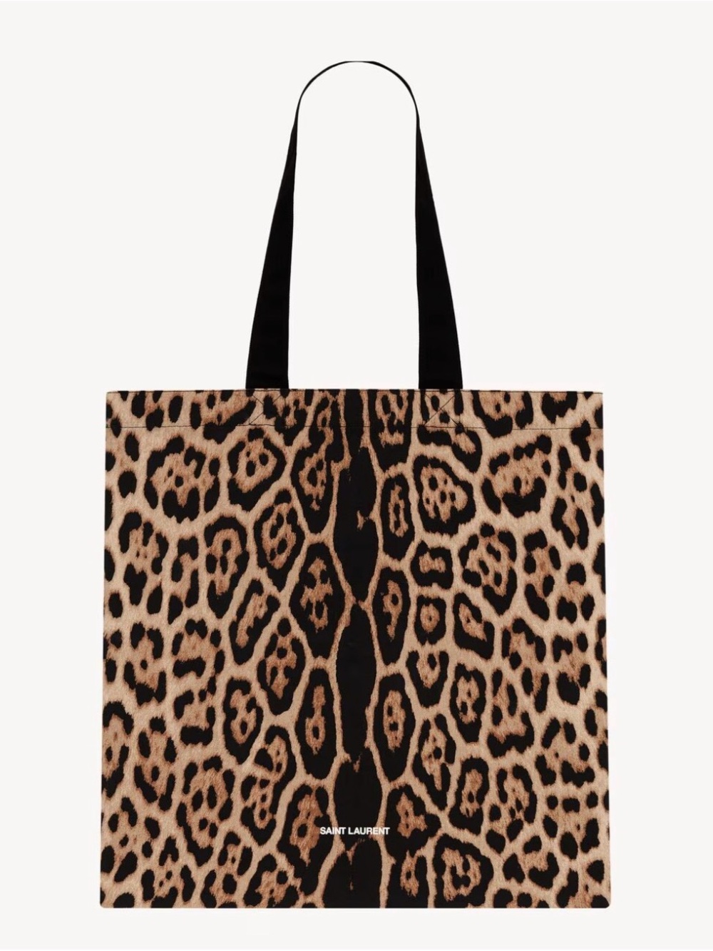 Saint Laurent Leopard Print Tote Bag with Black Straps NWT